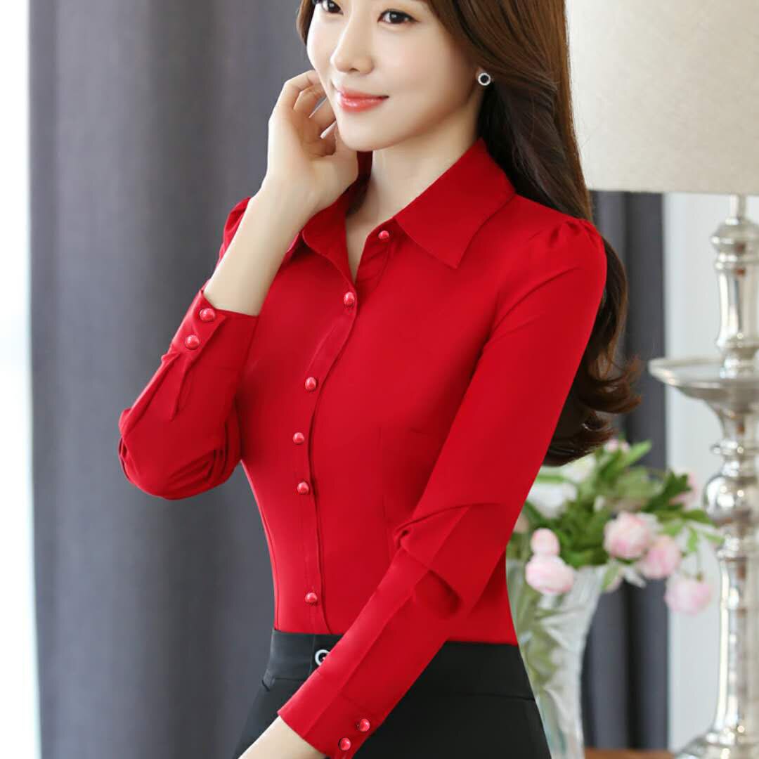 Women's Solid Color Office Shirt