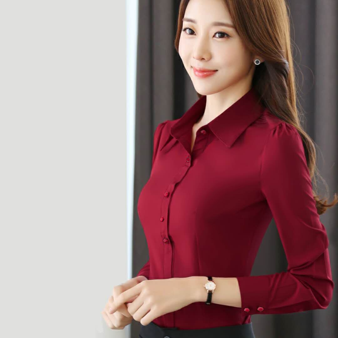 Women's Solid Color Office Shirt