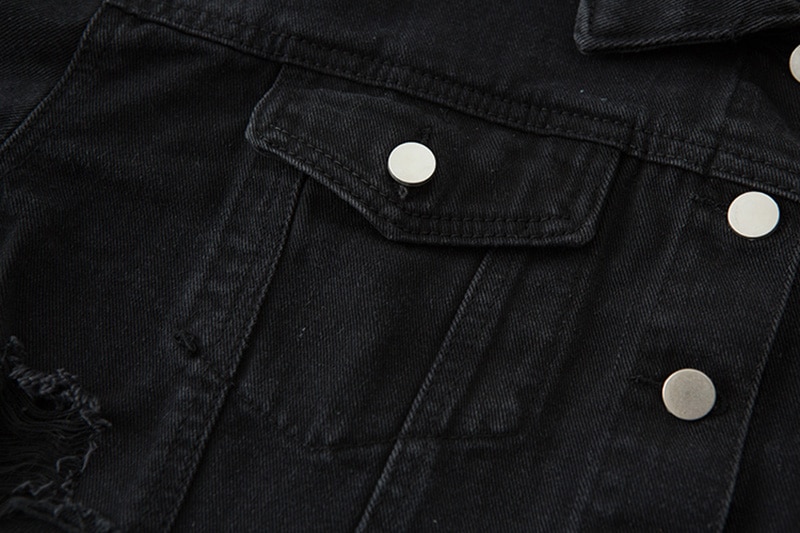 Cropped Women's Denim Jacket in Black