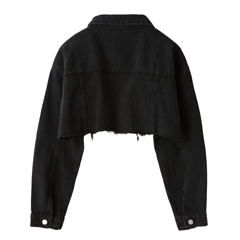 Cropped Women's Denim Jacket in Black