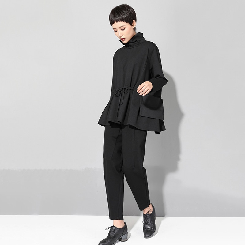 Women's Black Turtleneck Shirt