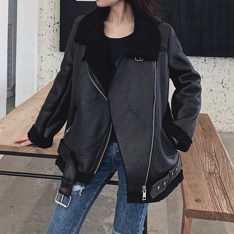 Women's Warm Winter PU Leather Jacket