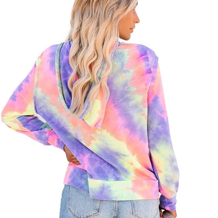 Tie Dye Zipper Hoodie for Women