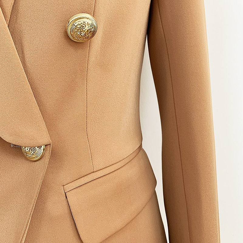 Beige Women's Blazer with Gold Buttons