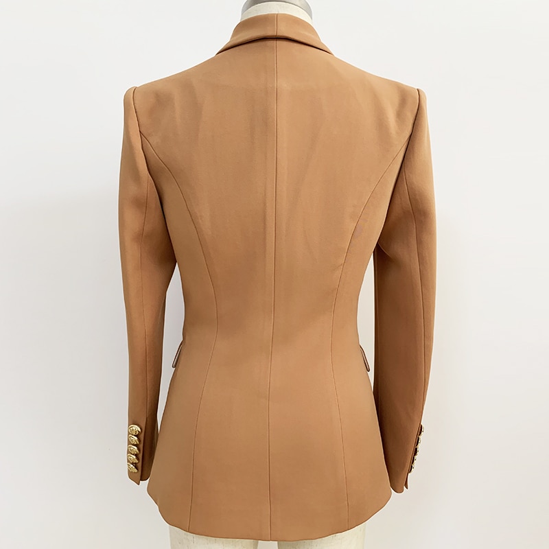 Beige Women's Blazer with Gold Buttons