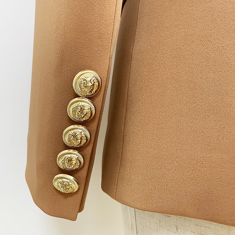 Beige Women's Blazer with Gold Buttons