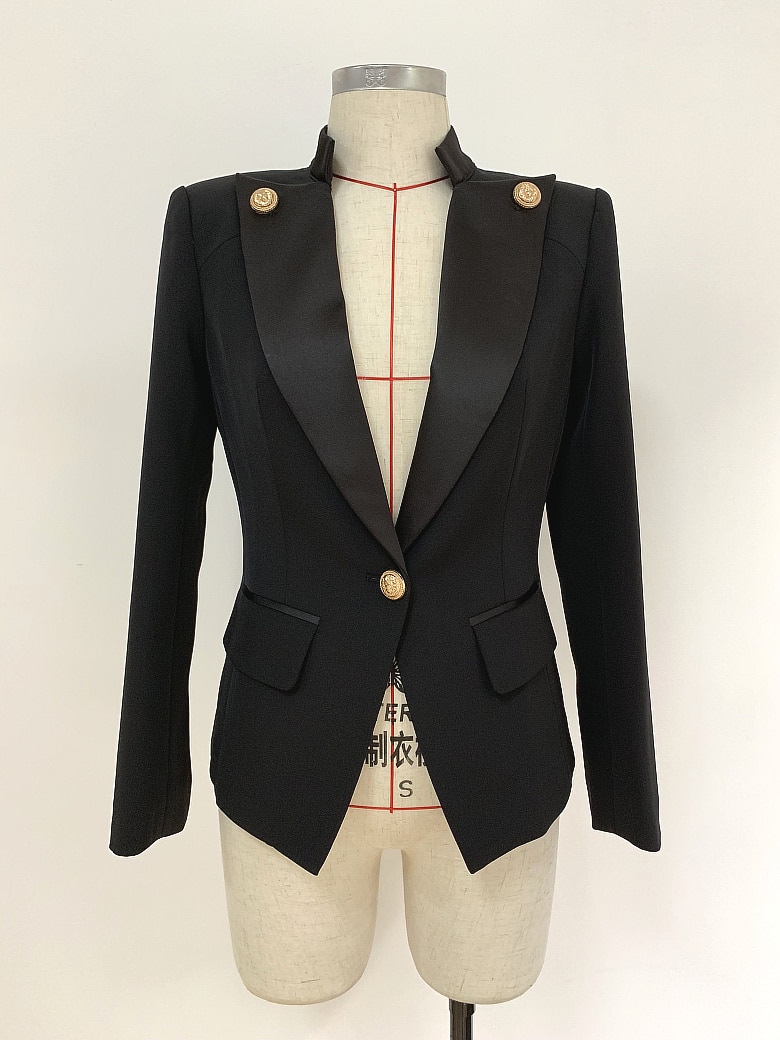 Black and White Women's Jacket with Collar