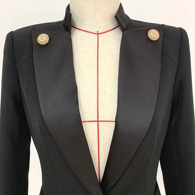 Black and White Women's Jacket with Collar