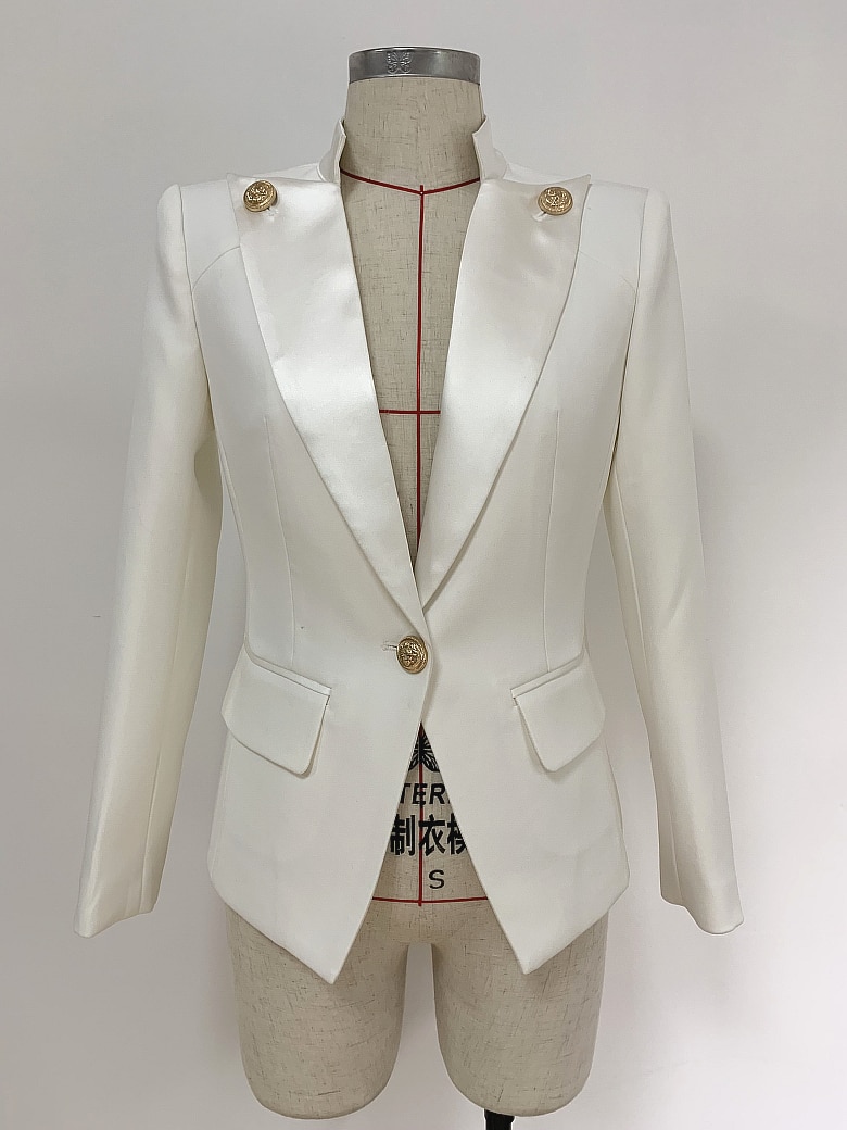 Black and White Women's Jacket with Collar