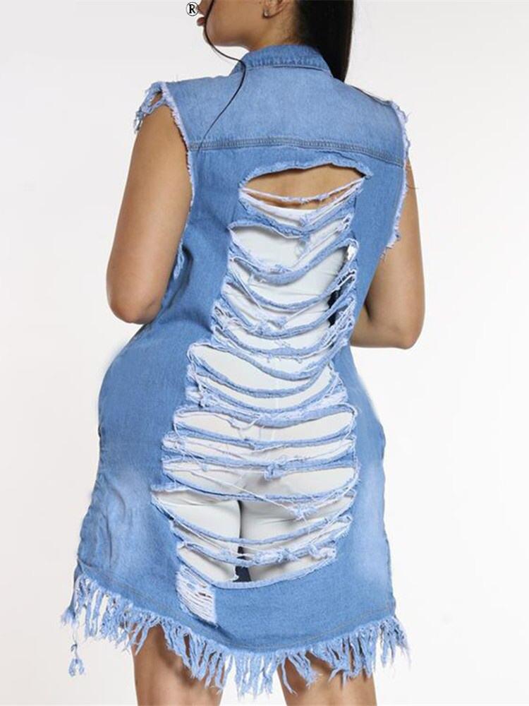 Women's Ribbed Denim Vest