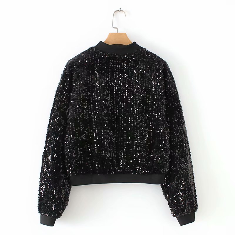 Bomber Jacket with Sequin Details