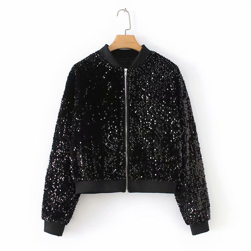 Bomber Jacket with Sequin Details