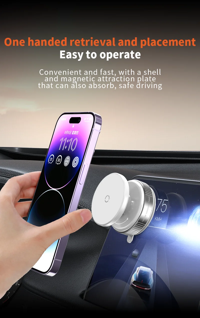 Magnetic Mobile Phone Holder Vacuum Adsorption 360° Rotation