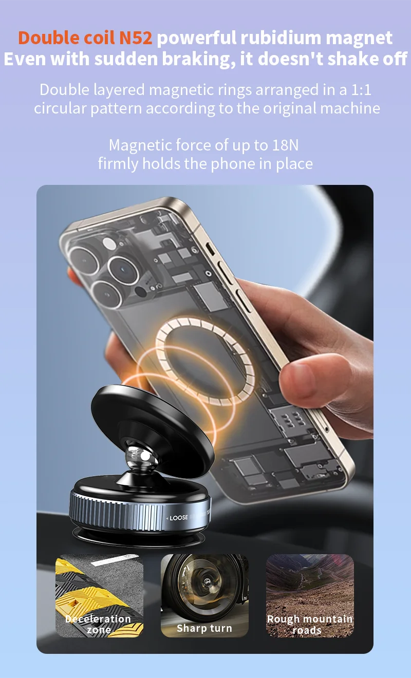 Magnetic Mobile Phone Holder Vacuum Adsorption 360° Rotation