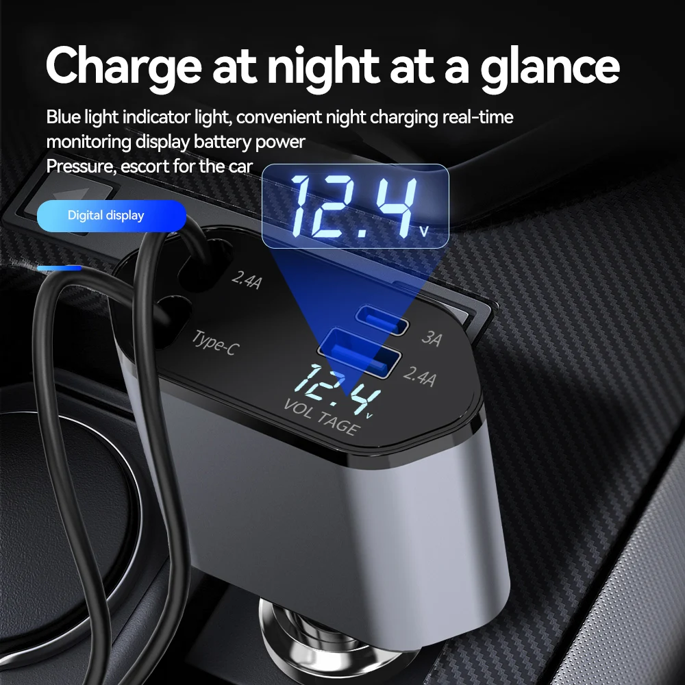 4 IN 1 Retractable Car Charger